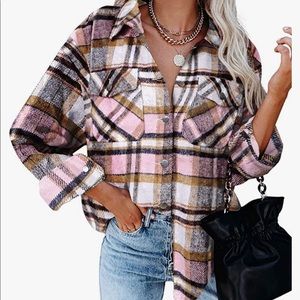 Womens Flannel Shacket Corduroy Button Down